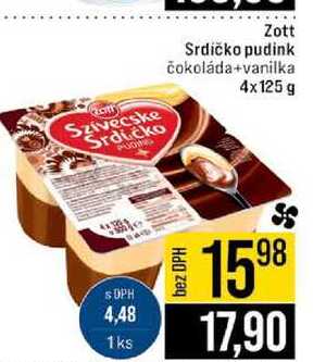 Zott Srdíčko pudink čokoláda+vanilka 4x125 g