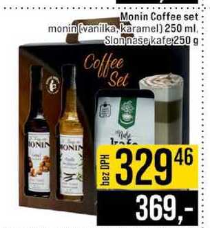 Monin Coffee set monin vanilka, karamel 250 ml Slonnase kafe250 g