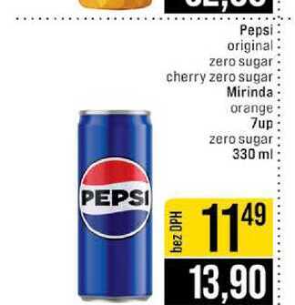 Pepsi original zero sugar cherry zero sugar Mirinda orange 7up zero sugar 330 ml