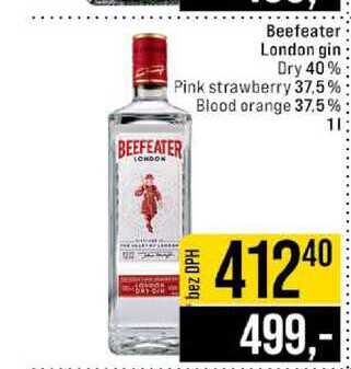 Beefeater London gin Dry 40% Pink strawberry 37,5 % Blood orange 37.5% 1l