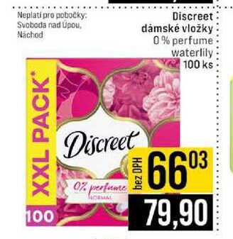 Discreet dámské vložky 0% perfume waterlily 100 ks 