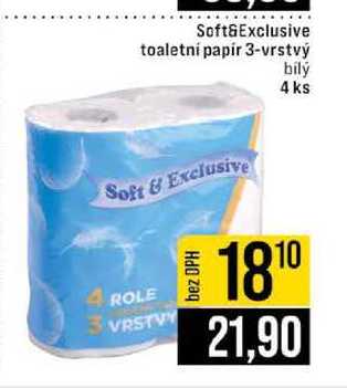 Soft&Exclusive toaletní papír 3-vrstvý bílý 4 ks