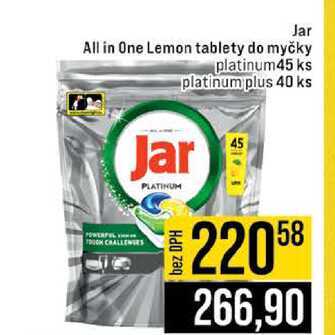 Jar All in One Lemon tablety do myčky platinum45 ks platinum plus 40 ks JIP