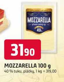 MOZZARELLA 100 g 40% tuku, plátky, 100 g
