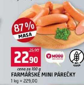 FARMÁŘSKÉ MINI PÁREČKY 100g