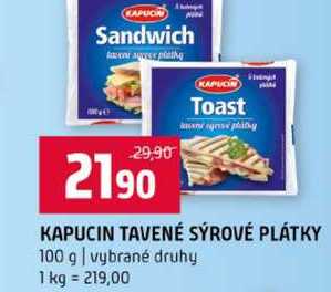 KAPUCIN TAVENÉ SÝROVÉ PLÁTKY 100 g vybrané druhy 