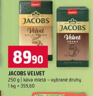 JACOBS VELVET 250 g káva mletá vybrané druhy