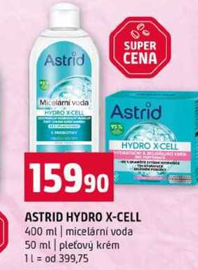 ASTRID HYDRO X-CELL 400 ml micelární voda 50 ml pleťový krém