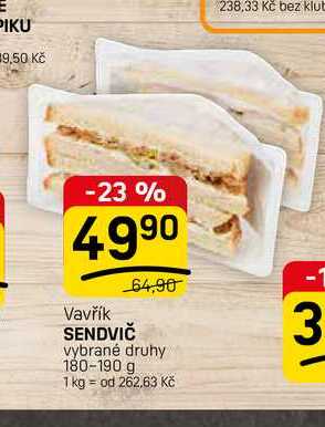 SENDVIČ vybrané druhy 180-190 g