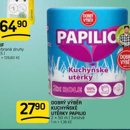 DOBRÝ VÝBĚR KUCHYŇSKÉ UTĚRKY PAPILIO 2 x 50 m