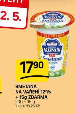 SMETANA NA VAŘENÍ 12% + 15g 
