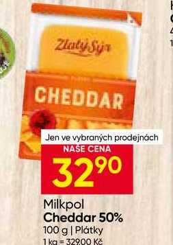 Zlatý Sýr Cheddar 50% 100 g Plátky