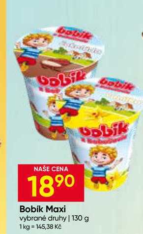 Bobík Maxi smetanový krém 130g, vybrané druhy