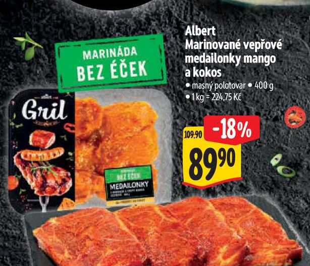   Albert Marinované vepřové medailonky mango a kokos 400 g
