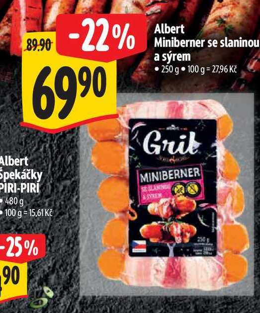   Albert Miniberner se slaninou a sýrem 250 g 