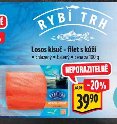  Losos kisuč - filet s kůží  100 g