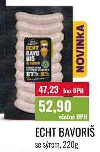 ECHT BAVORIŠ se sýrem, 220g 