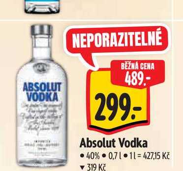  Absolut Vodka 0,7 l v akci