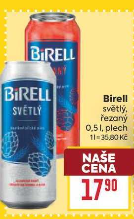 Birell světlý, řezaný 0,5 1, plech 