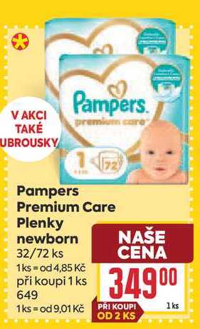 Pampers Premium Care Plenky newborn 32/72 ks