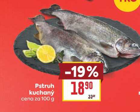 Pstruh kuchaný cena za 100 g 