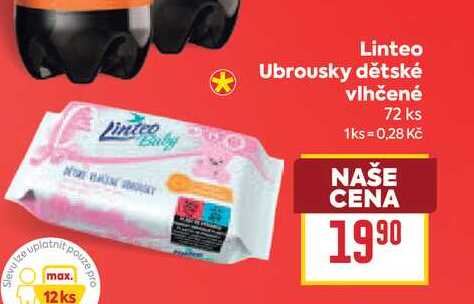 Linteo Ubrousky dětské vlhčené 72 ks BILLA