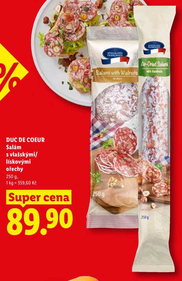 DUC DE COEUR Salám s vlašskými/lískovými ořechy, 250 g