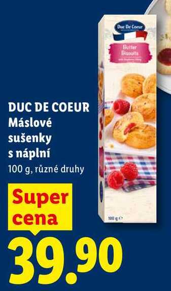 DUC DE COEUR Máslové sušenky s náplní, 100 g