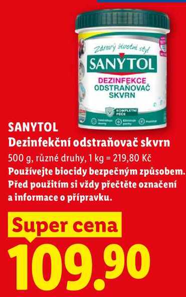 SANYTOL Dezinfekční odstraňovač skvrn, 500 g Lidl
