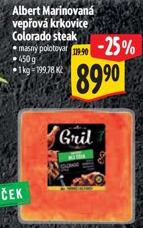 Albert Marinovaná vepřová krkovice Colorado steak, 450 g 