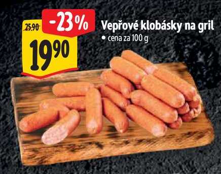 Vepřové klobásky na gril, cena za 100 g 