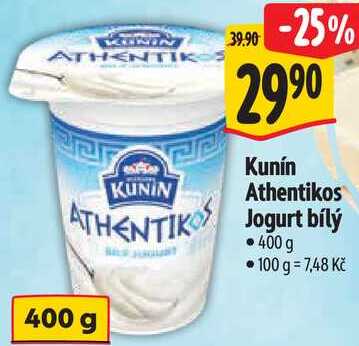Kunín Athentikos Jogurt bílý, 400 g 