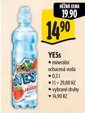 YESs minerální ochucená voda, 0,5 l