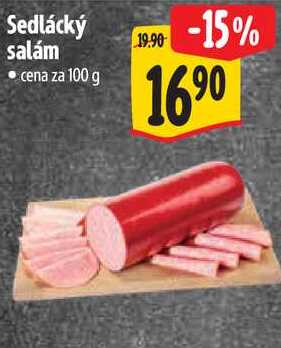 Sedlácký salám, cena za 100 g  