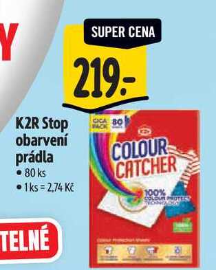 K2R Stop obarvení prádla, 80 ks 