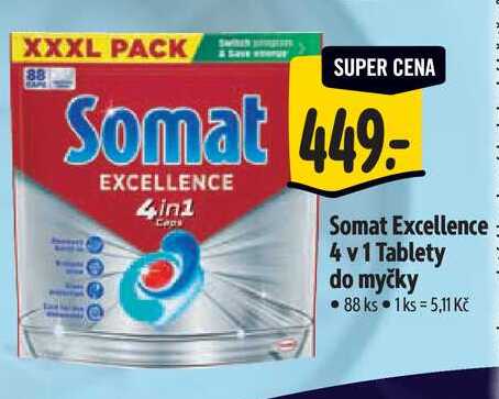 Somat Excellence 4 v 1 Tablety do myčky, 88 ks Albert