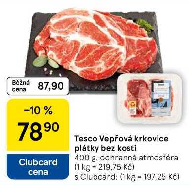 Tesco Vepřová krkovice plátky bez kosti, 400 g  