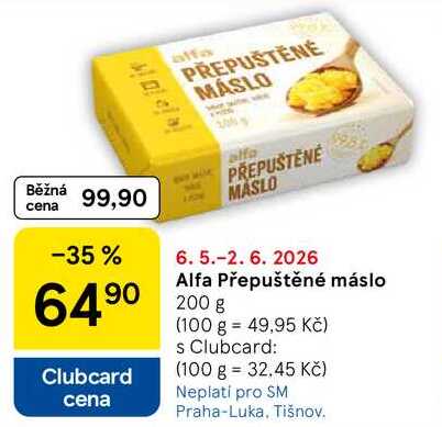 Alfa Přepuštěné máslo, 200 g