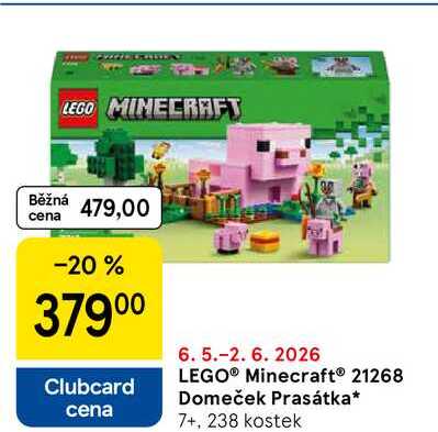 LEGO® MinecraftⓇ 21268 Domeček Prasátka 7+, 238 kostek Tesco