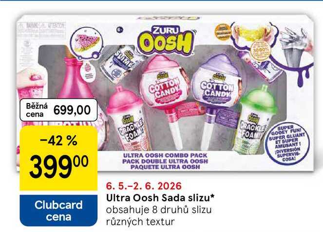 Ultra Oosh Sada slizu, obsahuje 8 druhů slizu různých textur Tesco
