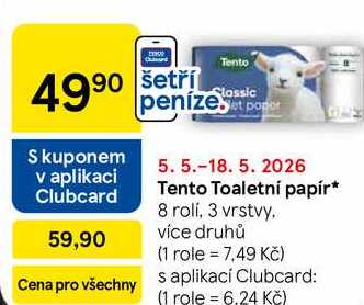 Tento Toaletní papír, 8 roli, 3 vrstvy, více druhů 