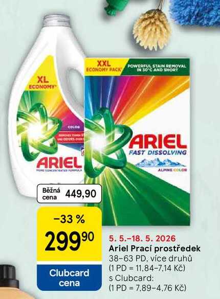 Ariel Prací prostředek, 38-63 PD Tesco