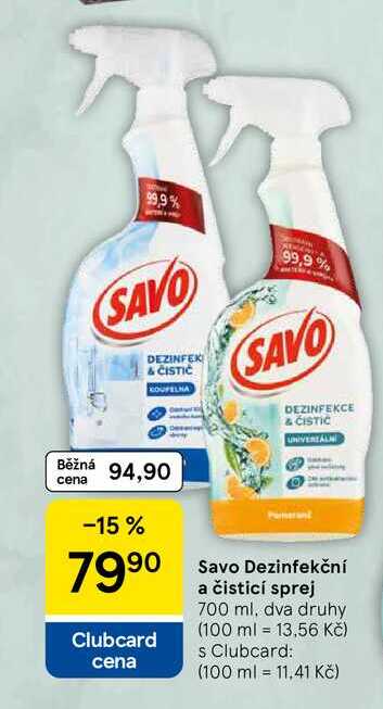Savo Dezinfekční a čisticí sprej, 700 ml, dva druhy 
