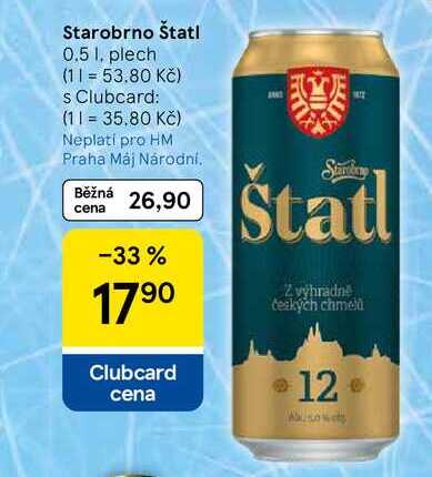 Starobrno Štatl, 0.5 l, plech  