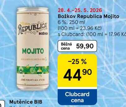 Božkov Republica Mojito 6%, 250 ml  