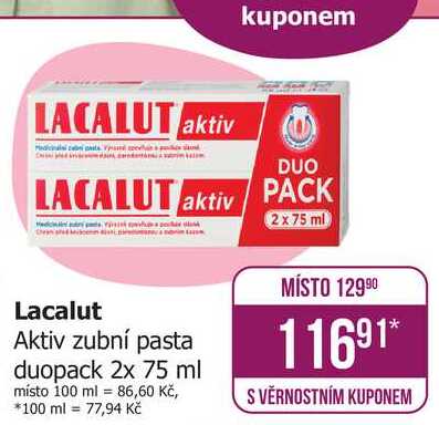 Lacalut Aktiv zubní pasta proti paradontóze 2x75ml