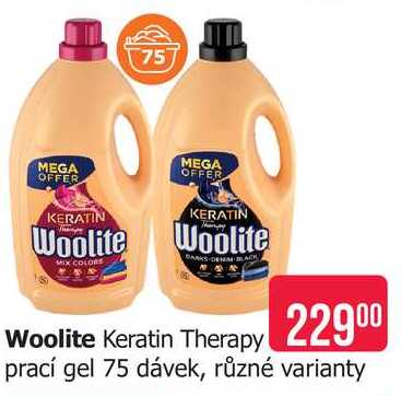 Woolite Keratin Therapy prací gel 75 dávek, různé varianty 