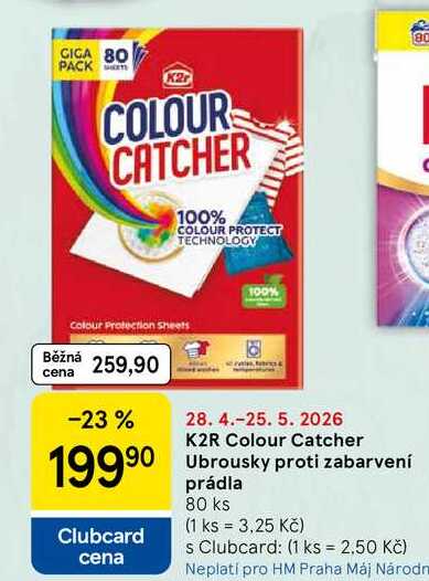 K2R Colour Catcher proti zabarvení prádla, 80 ks 