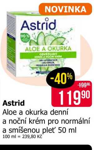 Astrid Aloe a okurka denní a noční krém pro normální a smíšenou pleť 50 ml 