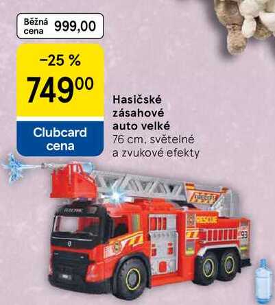 Hasičské zásahové auto velké, 76 cm, světelné a zvukové efekty Tesco